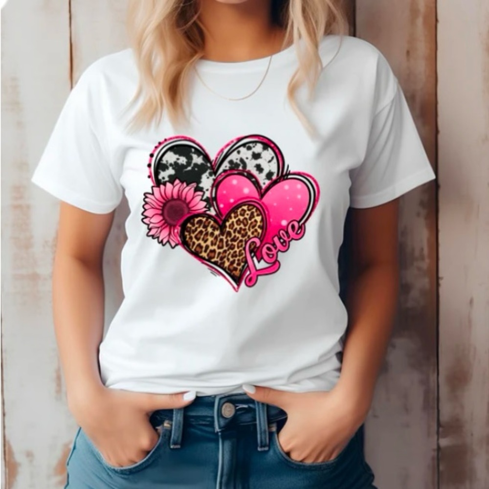 Women's White Love Graphic T-Shirt